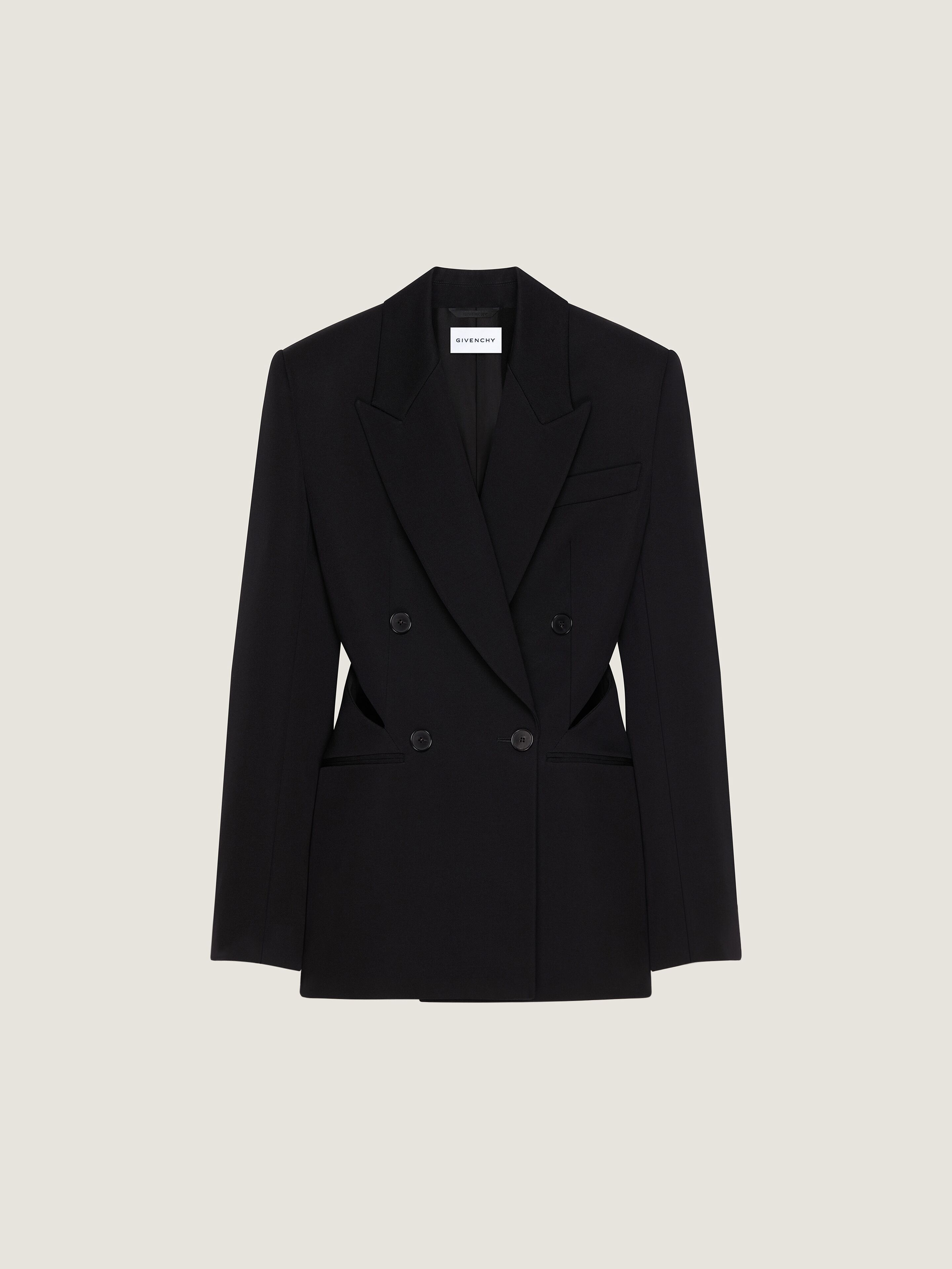 Double-breasted slashed jacket in wool